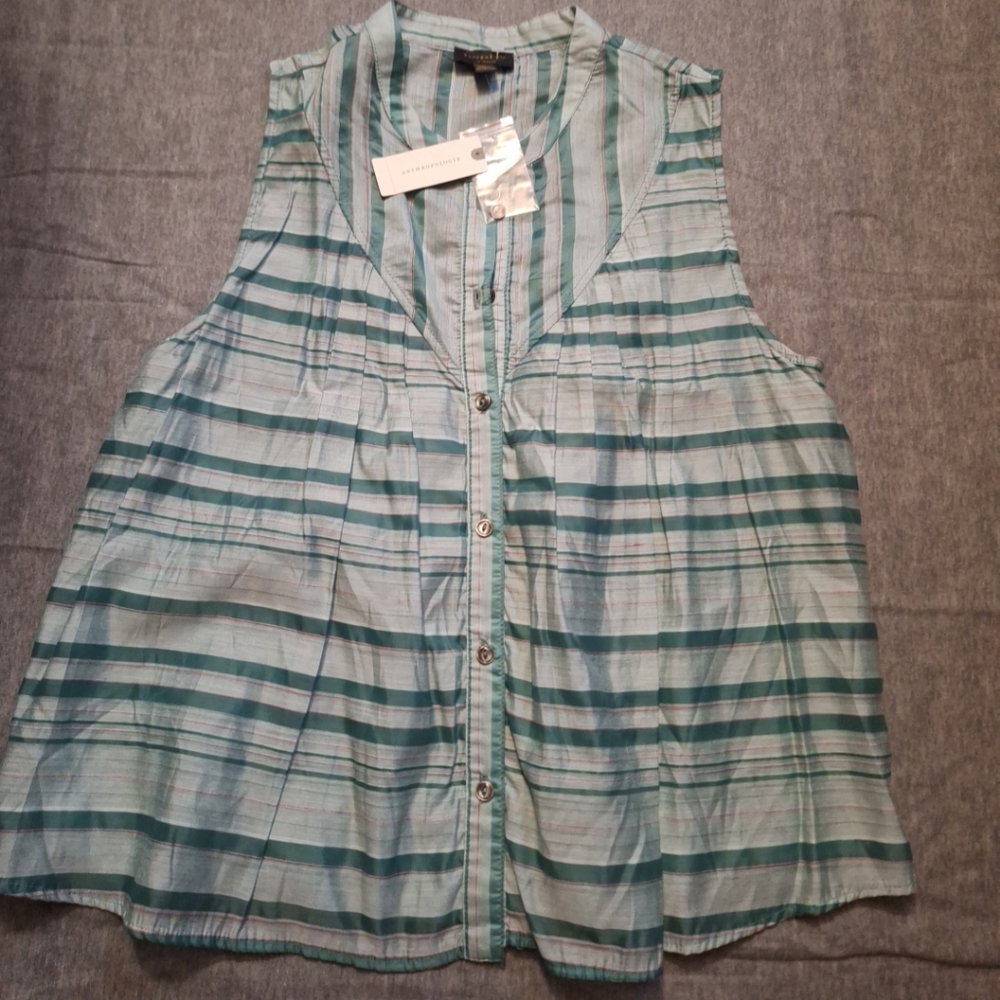 Current Air Los Angeles By Antropologie Sleeveless Button Down Blouse Size M